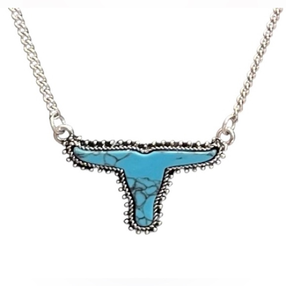 Longhorn Western Turquoise Stone Necklace